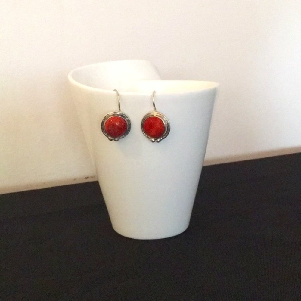 Native American Indian Style Coral Color Earrings